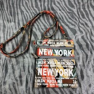 Robin Andrew small New York New York multicolored two zipper crossbody bag
